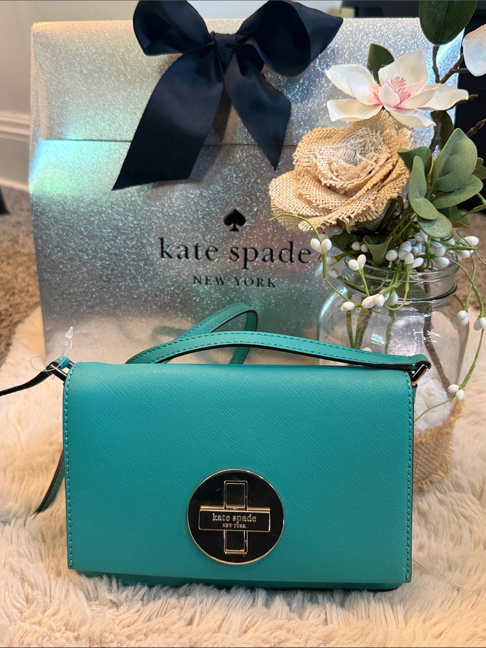 ✨ Kate Spade Sally Newbury Lane turquoise saffiano leather crossbody bag✨ - Picture 13 of 13